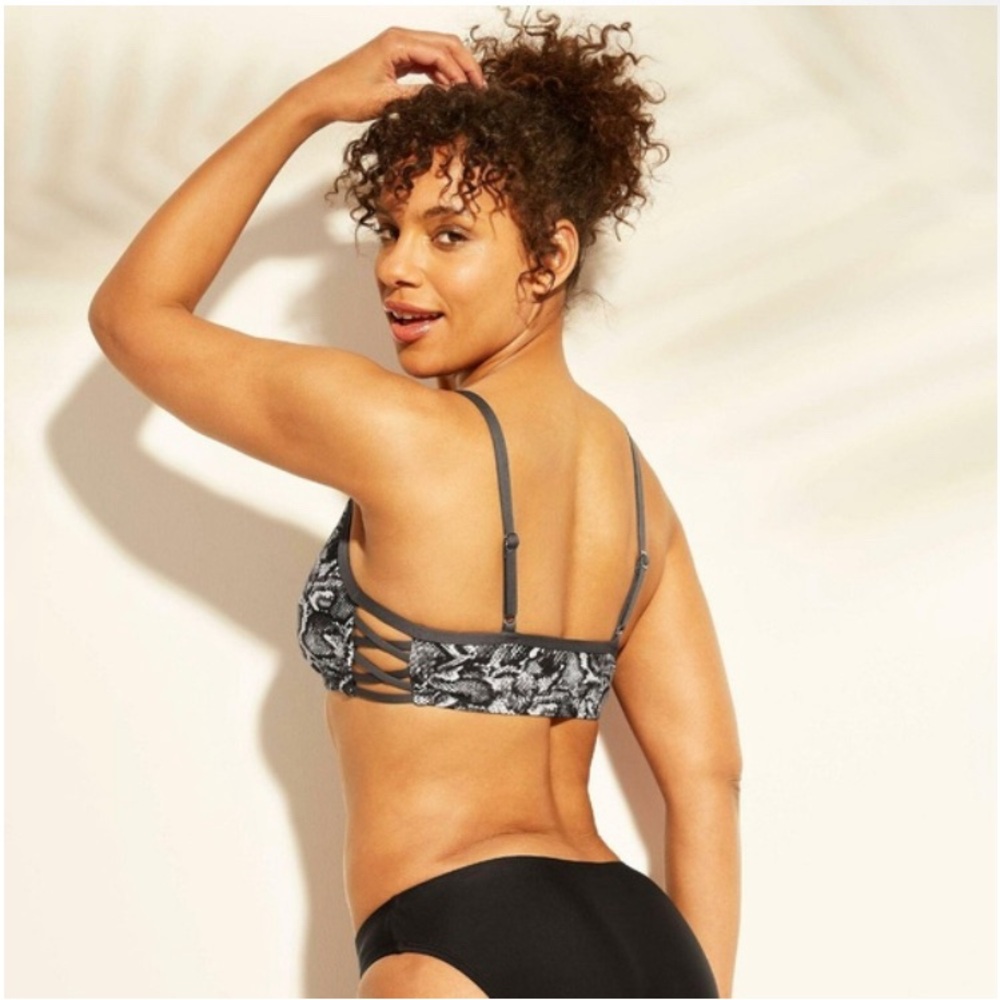 Kona Sol Snake Bralette Bikini Top Gray Snake print size small